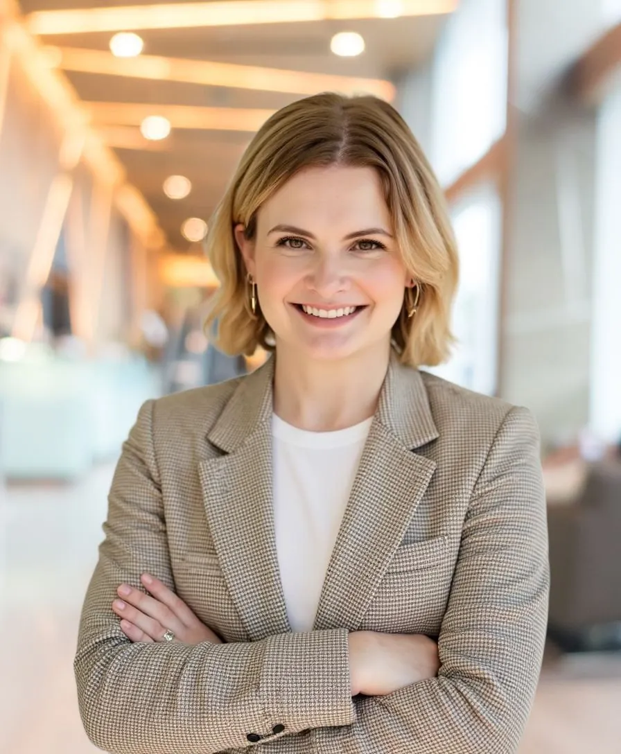 An office portrait of Kelsey Kerkhof, Assistant Director of Client Solutions at AmbioEdu