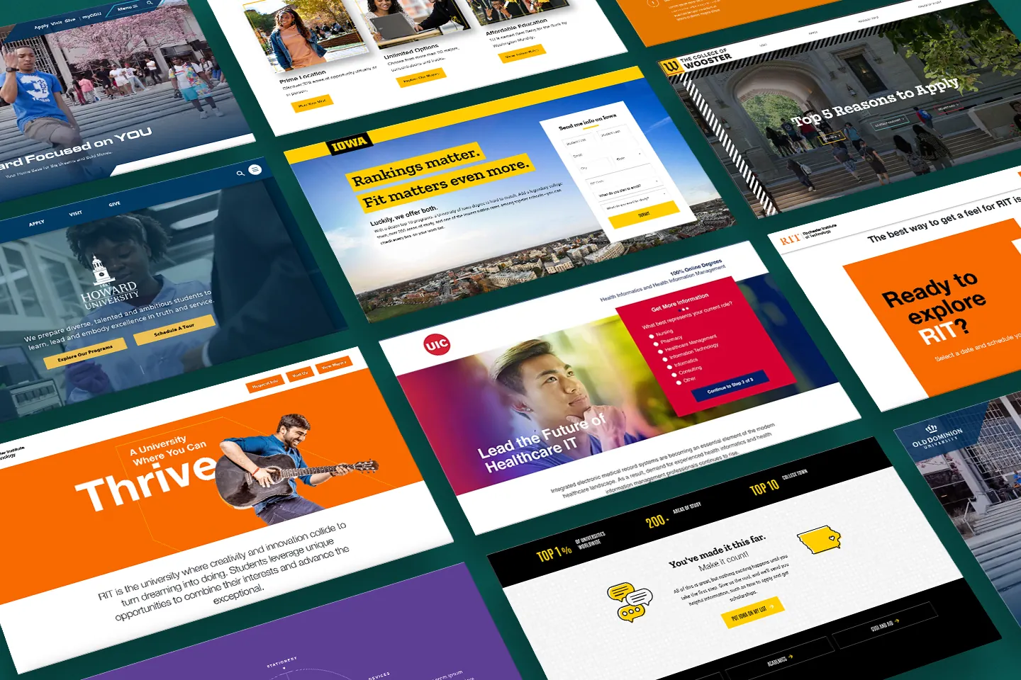 Branded higher education landing page for university engagement
