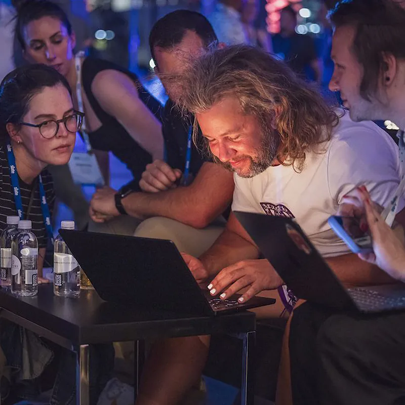 Technolutions Founder and Chief Executive Officer, Alexander Clark, works on the Slate CRM at the 2025 Slate Summit.