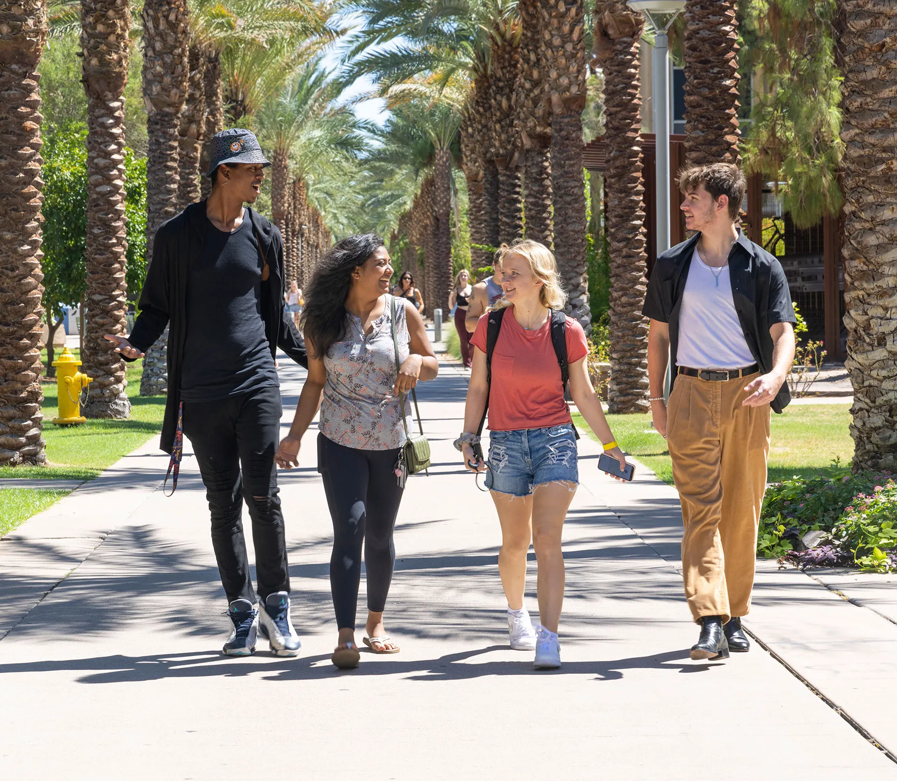 First year students walk across the Arizona State University Campus.